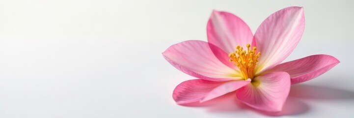 Delicate flower petals unfurl on a clean white surface, floral, flower, white