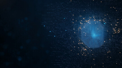 Fototapeta premium Digital Cosmos: A captivating digital representation, exploring a network of data against a mesmerizing background