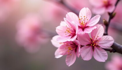 Fototapeta premium Delicate pink sakura blossoms, full bloom, soft petals , texture, pattern