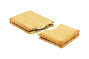 double layer cookies with caramel isolated from background