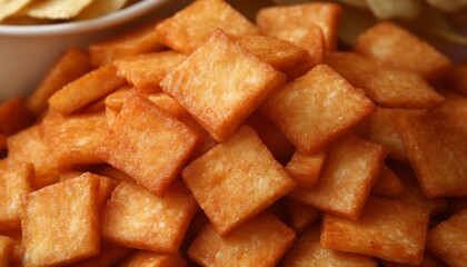 Crispy Square Crackers Closeup.