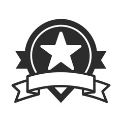 A bright gold star award vector illustration with red ribbon decoration