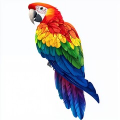 Obraz premium Rainbow Macaw Parrot Illustration with Vivid Feathers on White