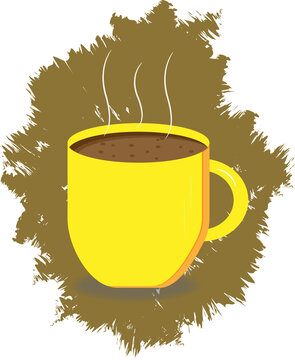 yellow mug with hot drink