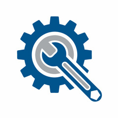 3D key icon illustration with gears and machinery concept