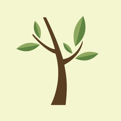 vector tree with green leaves