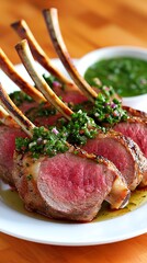 Grilled Lamb Chops with Herb Sauce.