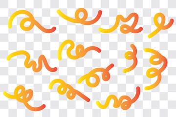 Set of gradient flowing lines and loops in vibrant colors. Editable ribbons, geometric smooth shapes for party designs, event backgrounds. Liquid futuristic elements. Vector illustration.