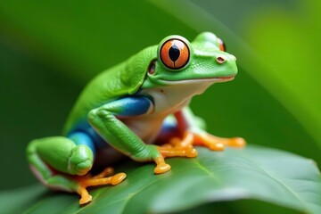 Green tree frog perched on white, vibrant skin, vibrant, reptile, texture