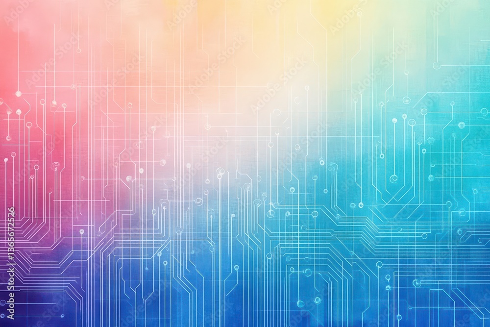 Poster vibrant circuit board background with intricate patterns and colorful components showcasing modern t