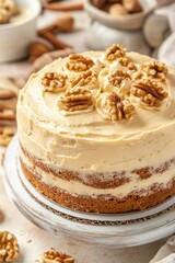 Delicious Homemade Walnut Cake with Creamy Frosting