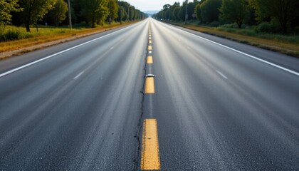 Create a smooth highway texture with visible lane markings and a slightly reflective surface.