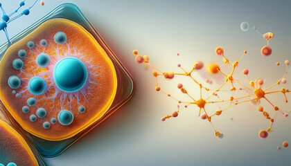 Obraz premium 3-9-033-Basophil histamine and leukotriene synthesis. Emphasize the negative space on the left for p (1)