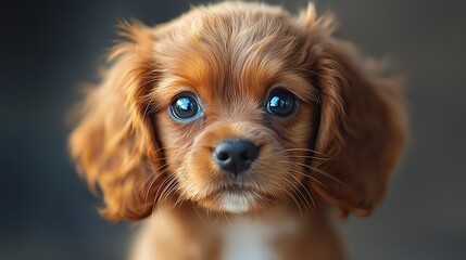 Naklejka premium Cute puppy with big eyes and floppy ears.