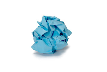 waste crumpled blue colorful paper ball