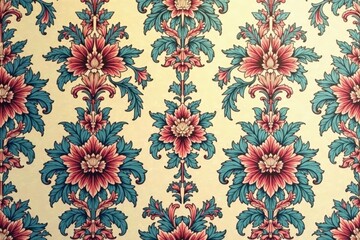 Intricate floral damask pattern in elegant muted tones , beige, classic