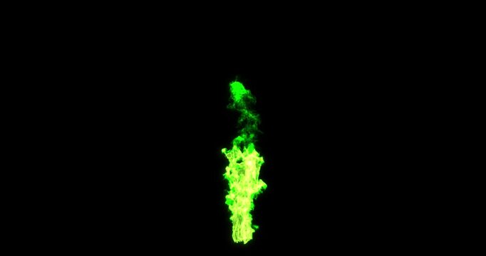 Green magic flames fire fantasy motion effect on black backgrounds rendering