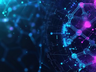 Obraz premium Vibrant Blue and Pink Abstract Background with Illuminated Circles Creating a Dreamy and Artistic Atmosphere Perfect for Creative Projects and Designs