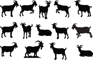 farm animals silhouettes set
