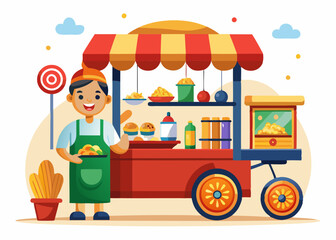 Minimalistic Food Cart Vector