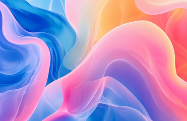 Abstract background with flowing shapes in shades of blue pink orange and white colors gradient effect