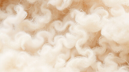 Natural Pashmina goat wool. White Cashmere fiber in close up