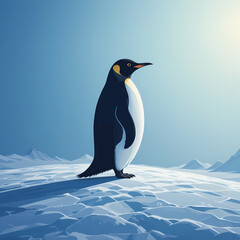 Fototapeta premium Emperor Penguin on Antarctic Ice, Majestic emperor penguin in its icy habitat.