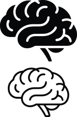 Black And  White Brain Icon Set Clipart.