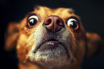 Generative AI image of a funny playful dog with a big eyes