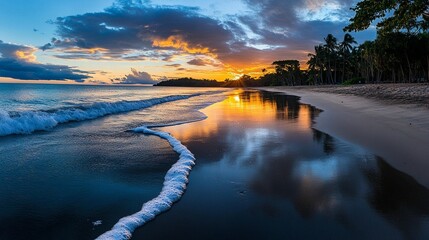 Tropical Sunset Beach Reflection