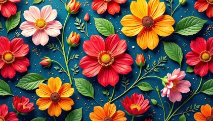 Intricate floral design, repeating seamlessly across a surface , graphic, vintage