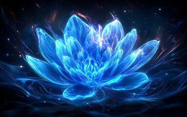 Fototapeta premium Glowing Lotus in Cosmic Space