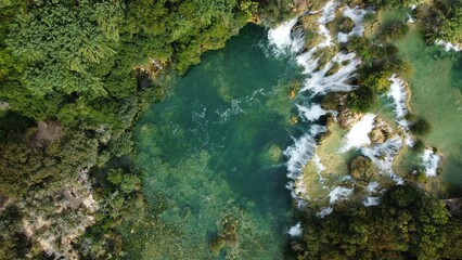 Amazing waterfalls and lake in Krka National Park in Croatia