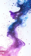 Fototapeta premium Abstract Purple and Blue Glowing Particles Forming Intricate Shapes on a White Background