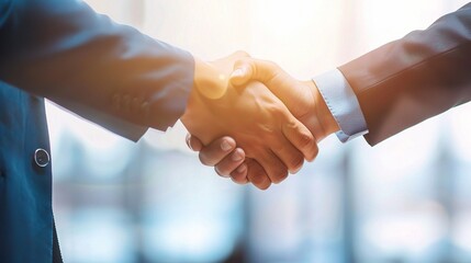 Businessmen shaking hands，a concept of business collaboration and success. 