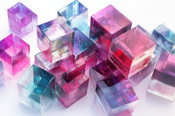 Abstract Colorful Transparent Geometric Cubes