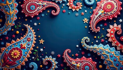 Intricate paisley pattern, flowing seamlessly across the frame , style, textile, surface