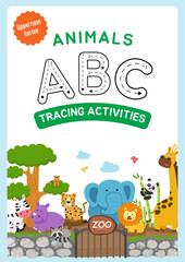 Fototapeta premium Animals ABC Tracing Activities for Kids – Fun Uppercase Letter Learning Book Cover