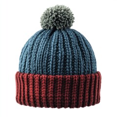Knitted beanies hat with pompom. Winter Beanie
