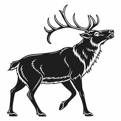 caribou sihouette black vector