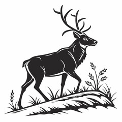 caribou sihouette black vector