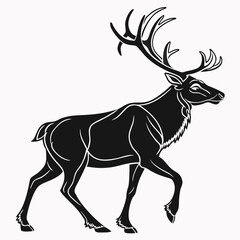 caribou sihouette black vector