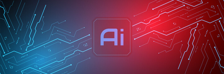 Artificial Intelligence ,AI chipset on circuit board, futuristic Technology Concept	
