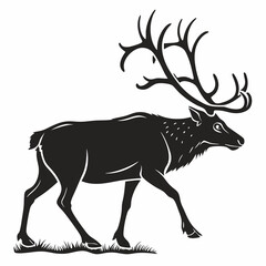 caribou sihouette black vector
