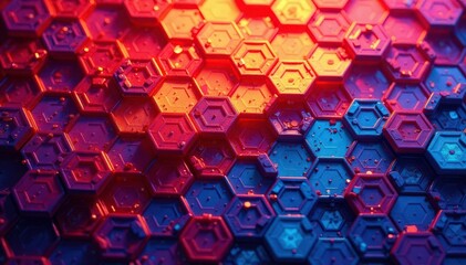 Fototapeta premium Intricate tessellation of hexagons in vibrant hues, vibrant, texture