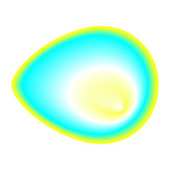 Isolated Gradient Shape. Holographic Blob For Collage Or Sticker. Abstract Element on Transparent Background. Cutout. Bright Rainbow Colors. Blue, Turquoise And Yellow Gradient Shape.