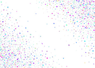 Unicorn Confetti. Holographic Sparkle. Pink Laser Tinsel. Isolated Design. 3d Colourful Illustration. Modern Dust. Transparent Glitter. Disco Concept. Purple Unicorn Confetti
