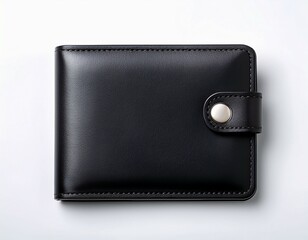 dark leather wallet or card holder isolated on white background