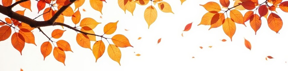 Obraz premium Isolated branches with autumn leaves on white background, autumn leaves, tree,