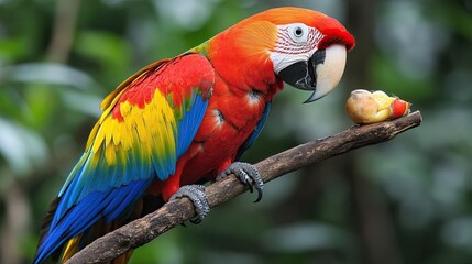 Bright Scarlet Macaw Perched on a Branch, Capturing the 